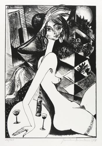 Naumann, Hermann -  -  - Weiblicher Akt mit Hut