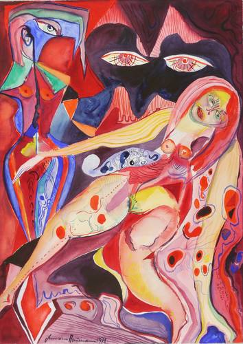 Naumann, Hermann -  -  - Aktfiguren und Maske
