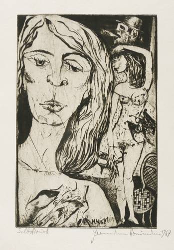 Naumann, Hermann -  -  - Frauenbüste mit erotischen Motiven (Henry Miller)