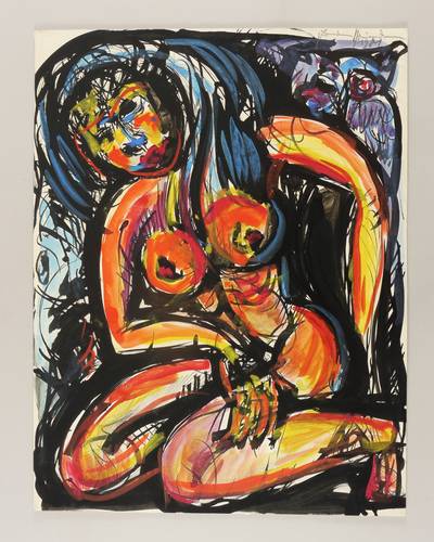 Naumann, Hermann -  -  - Akt mit Eule