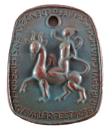 Naumann, Herbert -  -  - Dame auf gehörntem Drachen reitend