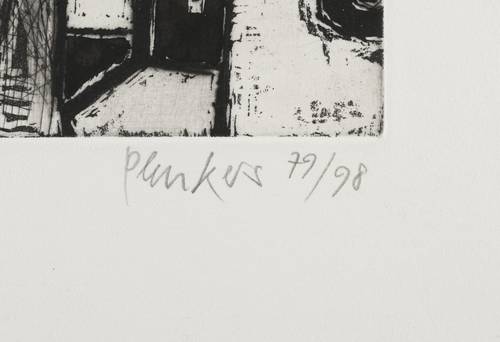 Plenkers, Stefan -  -  - Im Bistro (Tisch mit Likörglas und violetter Flasche)