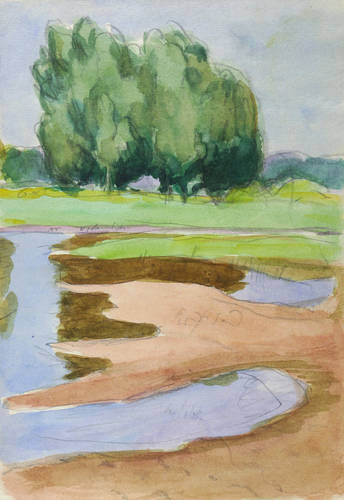 Pukall, Egon -  -  - Elbufer mit Wasserlache