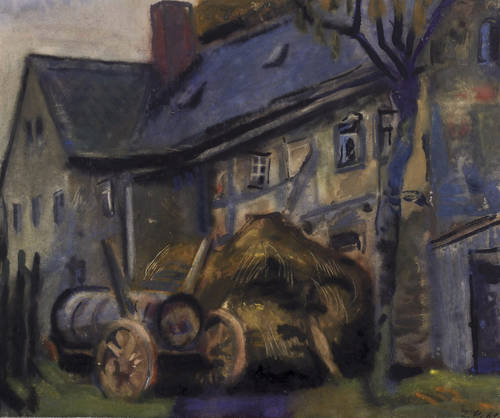 Querner, Curt -  -  - Graues Gehöft mit Wagen