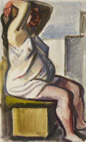 Querner, Curt -  -  - Sitzende schwangere Bäuerin nach rechts (Schwangere)