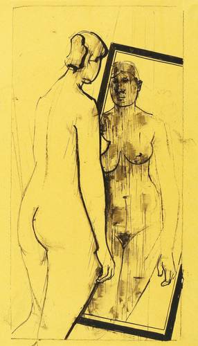 Richter, Hans Theo -  -  - Mädchenakt vor dem Spiegel