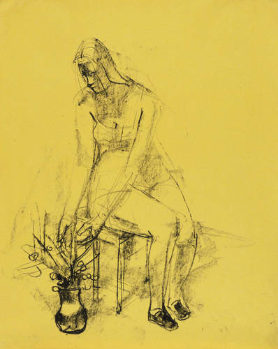 Richter, Hans Theo -  -  - Sitzendes Mädchen mit Blumenvase