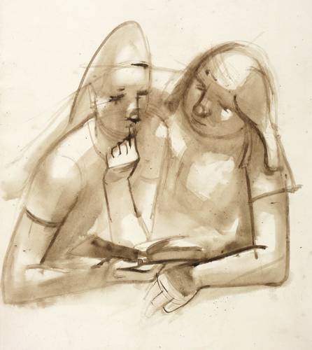 Richter, Hans Theo -  -  - Zwei Mädchen, in einem Buch lesend