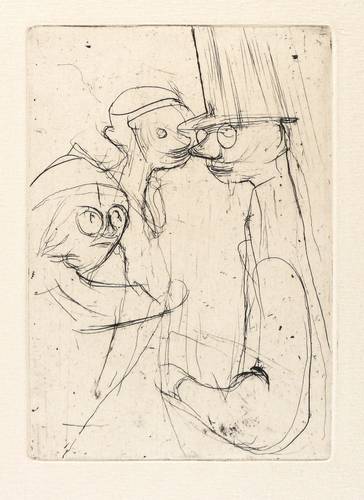 Richter, Hans Theo - Kinderfastnacht - Kinderfastnacht - Drei Masken, die rechte mit Zylinder