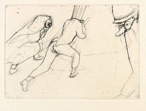 Richter, Hans Theo - Kinderfastnacht - Kinderfastnacht - Zwei laufende Maskierte und eine Maske rechts