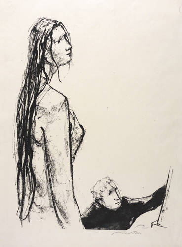 Richter, Hans Theo -  -  - Maler und Modell auf hellem Grund