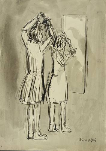 Rudolph, Wilhelm -  -  - Sich kämmende Mädchen