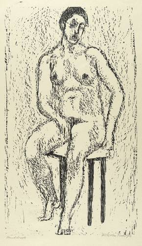 Rudolph, Wilhelm -  -  - Akt auf einem Hocker