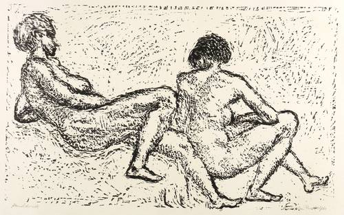 Rudolph, Wilhelm -  -  - Zwei liegende Akte im Freien