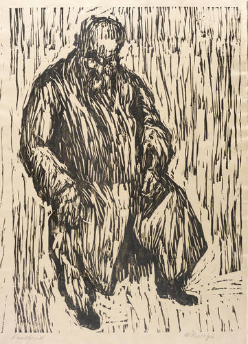 Rudolph, Wilhelm -  -  - Sitzender Alter im Mantel