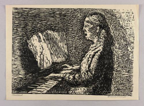 Rudolph, Wilhelm -  -  - Junge Frau am Klavier, singend