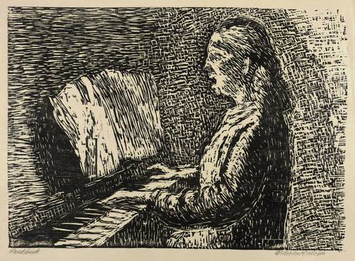 Rudolph, Wilhelm -  -  - Junge Frau am Klavier, singend