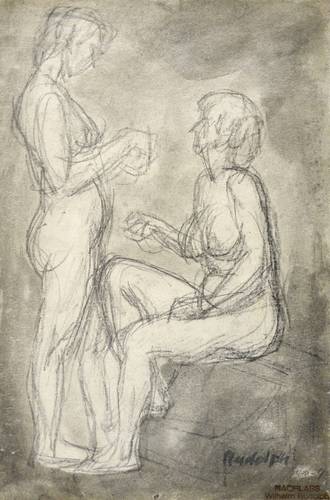 Rudolph, Wilhelm -  -  - Zwei weibliche Akte (stehend, sitzend)