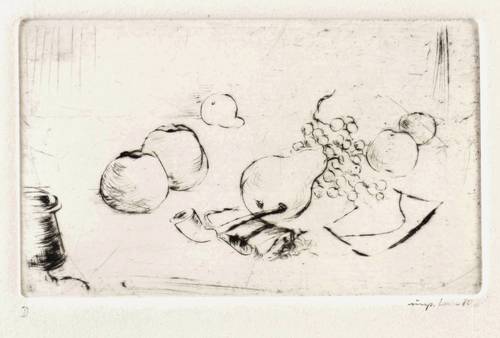 Schwimmer, Max -  -  - Früchtestillleben mit Tabakpfeife und Brief