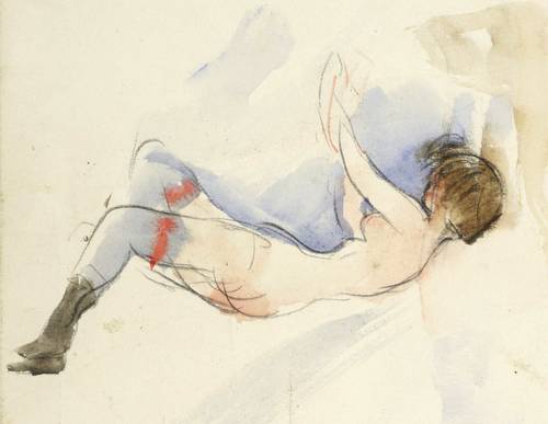 Schwimmer, Max -  -  - Liegender Akt mit Strümpfen