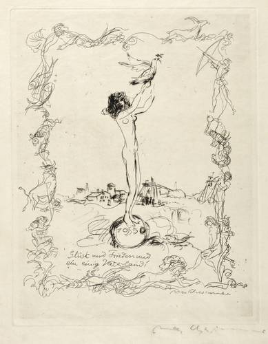 Schwimmer, Max -  -  - Mädchenakt mit Friedenstaube (Fortuna)