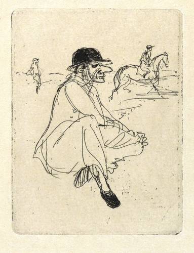 Schwimmer, Max -  -  - Auf der Erde sitzender Jockey