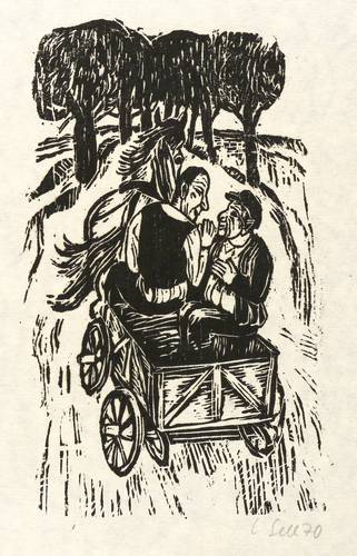 Sell, Lothar -  -  - Zwei Männer auf einem Wagen I (Erwin Strittmatter)