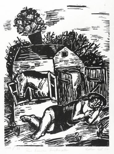 Sell, Lothar -  -  - Für Erwin Strittmatter (Schlafende vor Pferdestall)