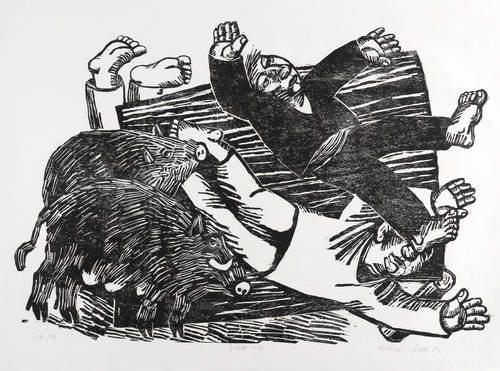 Sell, Lothar - Till Eulenspiegel - Till Eulenspiegel - Wie Eulenspiegel drei Schneiderknechte von einem Laden fallen ließ