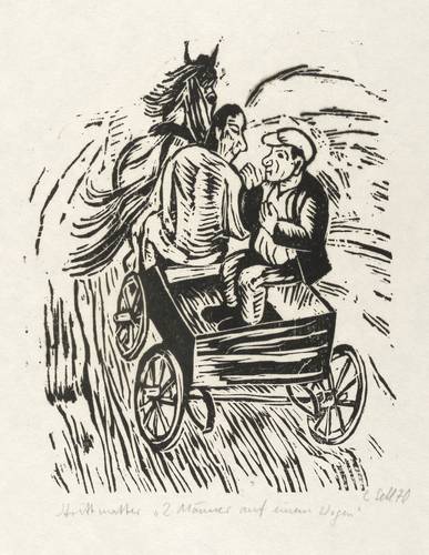 Sell, Lothar -  -  - Zwei Männer auf einem Wagen II (Erwin Strittmatter)