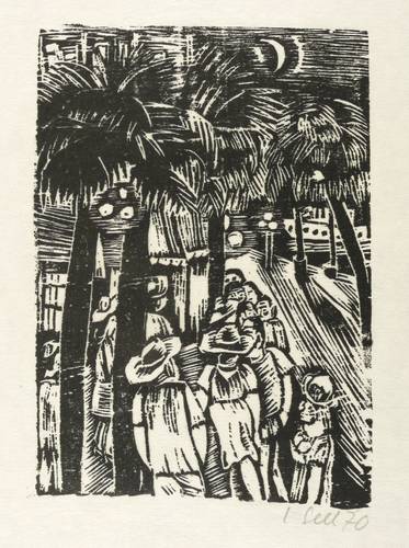 Sell, Lothar -  -  - Ohne Titel (Nacht in südlichem Hafen)