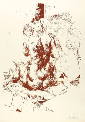 Sitte, Willi - Ars amatoria - Ars amatoria - Sitzender Rückenakt und Liebespaar