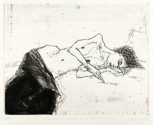 Springer, Reinhard -  -  - Liegender Akt mit Tuch