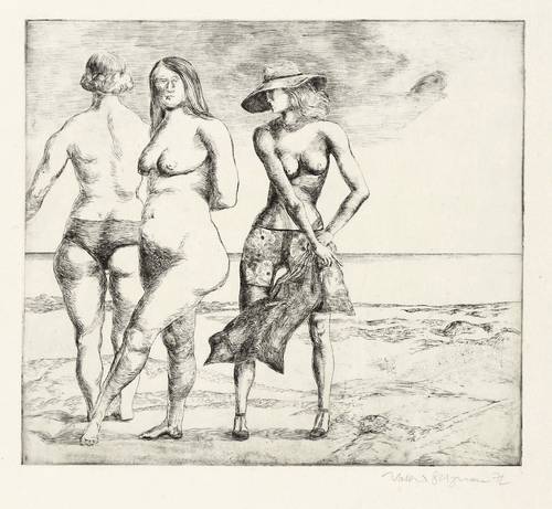 Stelzmann, Volker -  -  - Strand II (Drei Frauen am Strand)