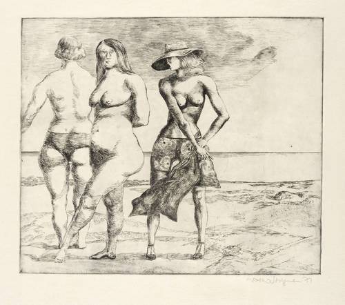 Stelzmann, Volker -  -  - Strand II (Drei Frauen am Strand)