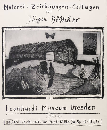 Strawalde (Jürgen Böttcher) - Ausstellungsplakat Leonhardi-Museum Dresden - Ausstellungsplakat Leonhardi-Museum Dresden - Landschaft mit Schmetterlingen