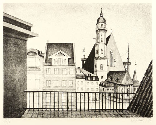 Sylvester, Peter -  -  - Blick auf die Thomaskirche in Leipzig