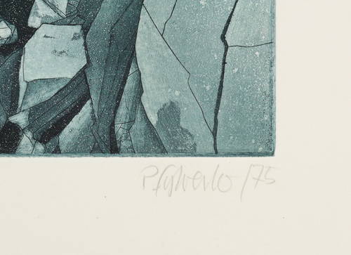 Sylvester, Peter -  -  - Neujahrsgrafik (Phantastische Landschaft mit Sonne)