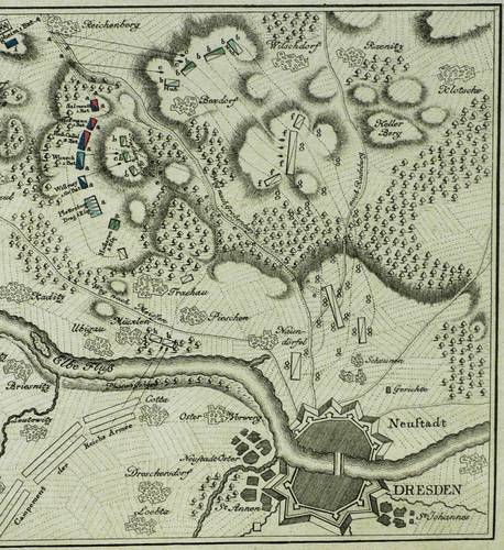 Dresden - Trachenberge - Trachenberge - Plan der Action, welche d. 4. Sept. 1759 zwischen einem Österreichischen und einem Königlich Preussischen Corps bey dem Trachen Berge ohnweit Dresden vorgefallen