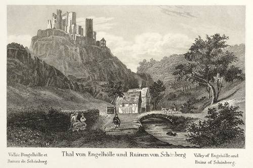 Engehöll (Oberwesel) - Ruine Schönburg mit Engehöller Tal - Ruine Schönburg mit Engehöller Tal - Thal von Engelhölle und Ruinen von Schönberg