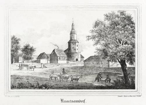 Knautnaundorf (Leipzig) - Teilansicht mit Andreaskapelle - Teilansicht mit Andreaskapelle - Knautnaundorf