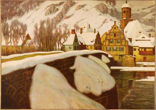 Liebermann, Ernst -  -  - Sonniger Wintertag (Alte Wörnitzbrücke in Harburg)