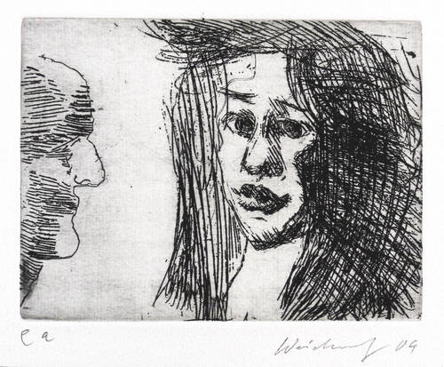 Weidensdorfer, Claus -  -  - Mädchenkopf mit Betrachter