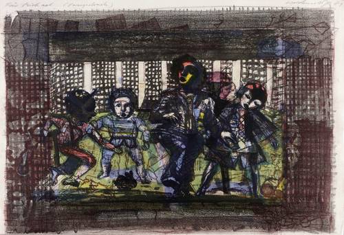 Weidensdorfer, Claus -  -  - Spielende träumende Kinder im Hof