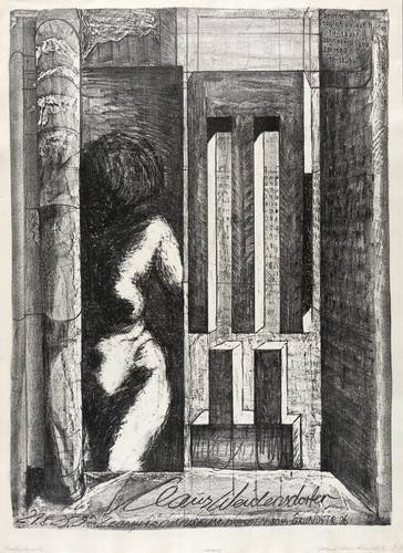 Weidensdorfer, Claus - Ausstellungsplakat Leonhardi-Museum Dresden - Ausstellungsplakat Leonhardi-Museum Dresden - Ohne Titel (Weiblicher Akt im Stadtraum)