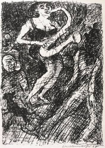 Weidensdorfer, Claus -  -  - Saxophonspielerin (Neujahrskarte V)