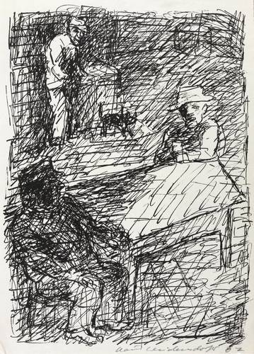 Weidensdorfer, Claus -  -  - Zwei Alte am Tisch (Neujahrskarte III)