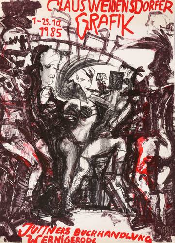 Weidensdorfer, Claus - Ausstellungsplakat Jüttners Buchhandlung Wernigerode - Ausstellungsplakat Jüttners Buchhandlung Wernigerode - Tanzende