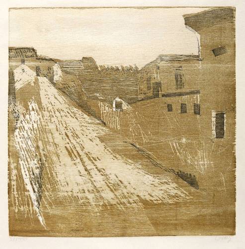 Wittig, Werner -  -  - Straße mit Gestrüpp (Vorortstraße)