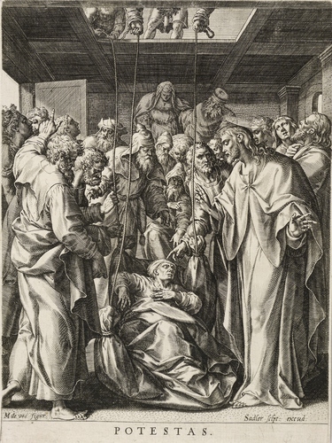 Sadeler d. Ä., Johann - Heilung eines Gelähmten (Mk. 2,3-4) - Heilung eines Gelähmten (Mk. 2,3-4) - Potestas
